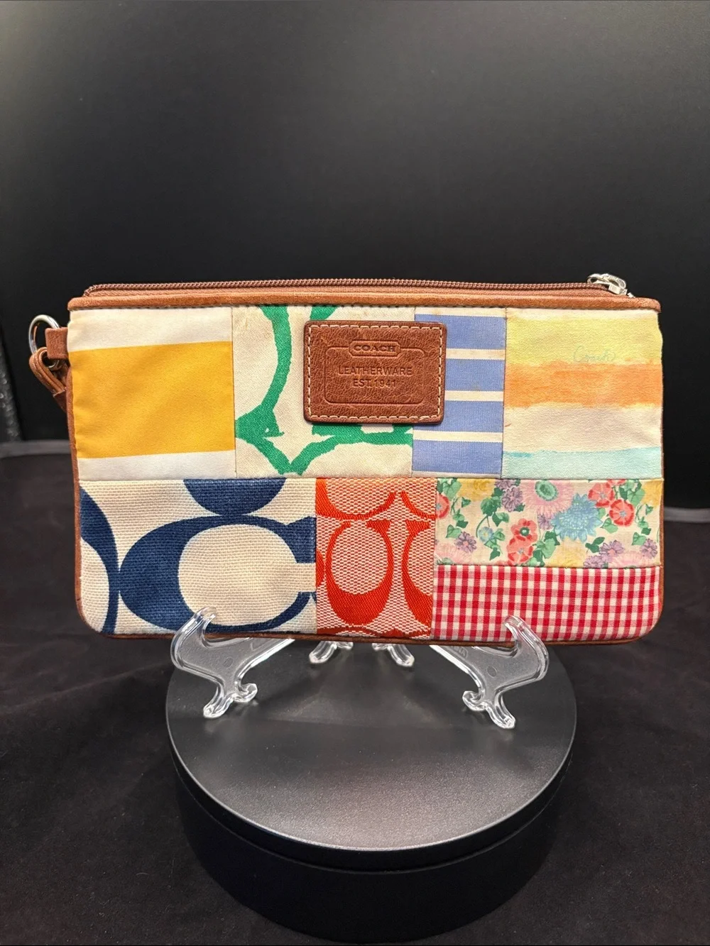Vintage Coach Y2K Multicolor Patchwork Wristlet VGUC